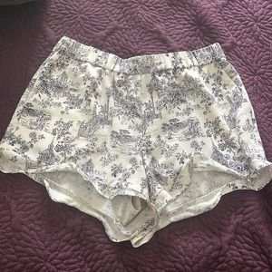 Maison Jules Blue and White patterned shorts with ruffle hem